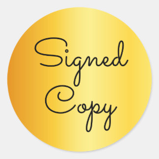 Pegatina Redonda Modern Font Firmada Copiar degradado oro brillante