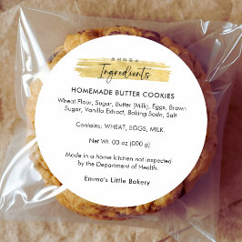 Pegatina Redonda Modern Gold Brush Stroke Bakery Ingredient Product