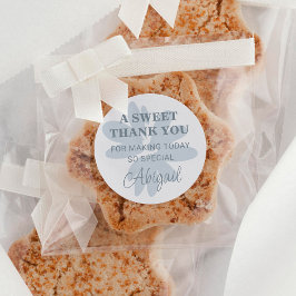 Pegatina Redonda Modern Gracias Flor de Margarita Azul Pastel 