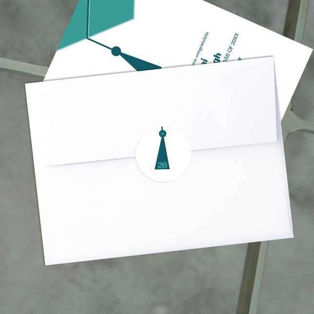 Pegatina Redonda Modern Graduation Tassel Envelope Seal Sticker (Subido por el creador)
