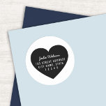 Pegatina Redonda Modern Heart Background Personal Home Address<br><div class="desc">Minimalista pegatina de dirección de retorno al corazón moderno con nombre y dirección sobre un fondo cardíaco. Ahora no tienes que volver a escribir tu dirección cuando envías cartas. Ideal para enviar cartas e invitaciones de boda. Personalízalo reemplazando el texto del marcador de posición por el nombre y la dirección....</div>