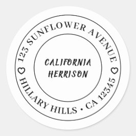 Pegatina Redonda Modern Heart Script Border Design