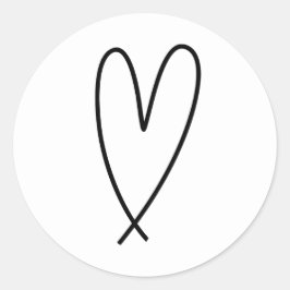 Pegatina Redonda Modern Hearts Negro y Blanco Minimalista Despedida