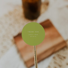 Pegatina Redonda Modern Lime Green "Thank You" Custom Wedding