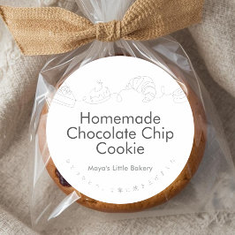Pegatina Redonda Modern Line Art Bakery Product Name