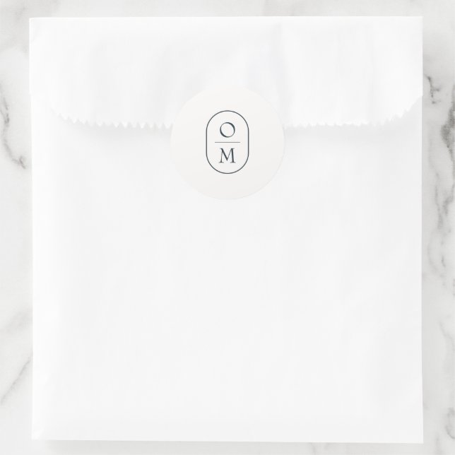 Pegatina Redonda Modern Minimal Couple Monogram Wedding Sticker (Bolso)