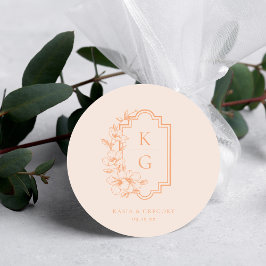 Pegatina Redonda Modern Minimal | Monograma de Boda