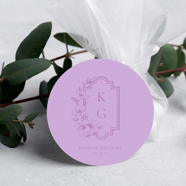 Pegatina Redonda Modern Minimal | Monograma de Boda (Subido por el creador)