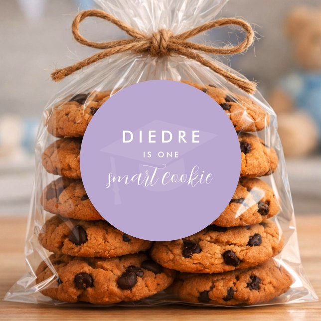 Pegatina Redonda Modern Minimal One Smart Cookie Graduation Party (Subido por el creador)