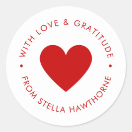 Pegatina Redonda Modern Minimal Red Heart 