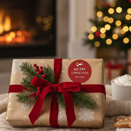 Pegatina Redonda Modern Minimalist Custom Color Christmas Class