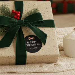 Pegatina Redonda Modern Minimalist Custom Color Christmas Class