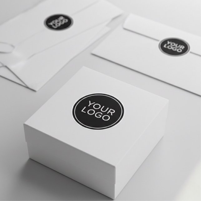 Pegatina Redonda Modern Minimalist Custom Logo Business Branding (Subido por el creador)