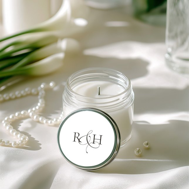 Pegatina Redonda Modern Minimalist Monogram Wedding Sticker (Modern Minimalist Monogram Wedding Sticker)