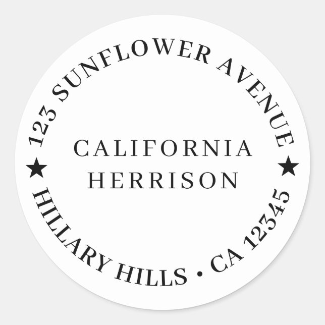 Pegatina Redonda Modern Minimalist Simple Star Design (Anverso)