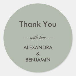 Pegatina Redonda Modern Minimalist Wedding | Sage Green Timeless