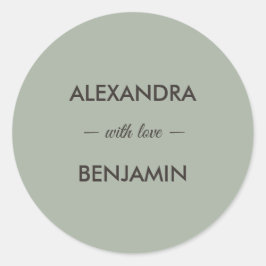 Pegatina Redonda Modern Minimalist Wedding | Sage Green Timeless