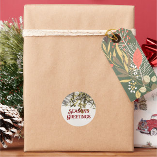 Pegatina Redonda Modern Mistletoe Christmas