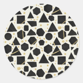 Pegatina Redonda Modern Noir Geometric & Gold Splatter