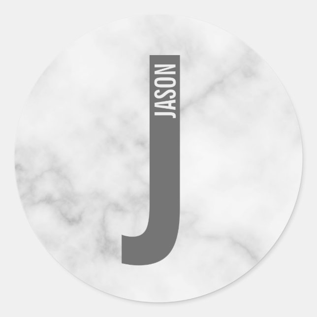 Pegatina Redonda Modern Personalized Bold Monogram and Name (Anverso)