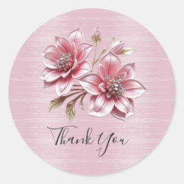 Pegatina Redonda Modern Pink Flowers Sticker
