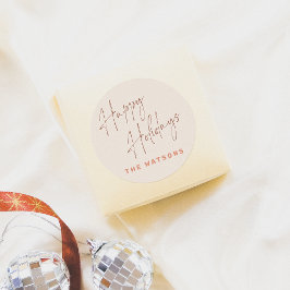 Pegatina Redonda Modern Retro Happy Holidays