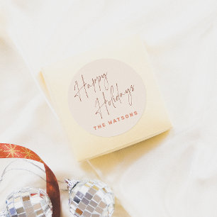 Pegatina Redonda Modern Retro Happy Holidays
