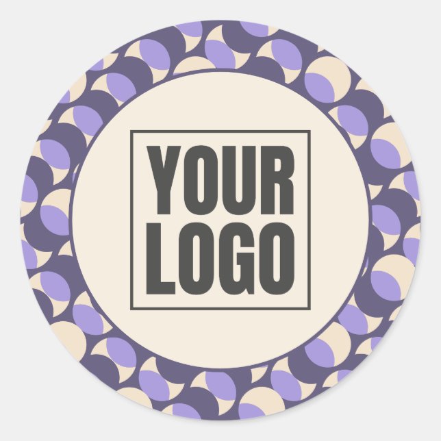 Pegatina Redonda Modern Retro Lavender Geometric Sticker (Anverso)