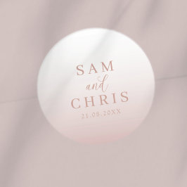 Pegatina Redonda Modern Rose Gold Wedding Monogram 