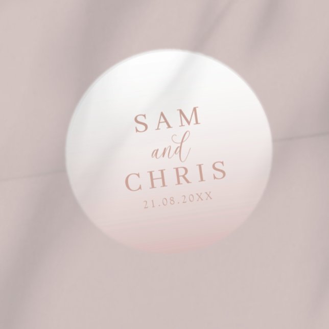 Pegatina Redonda Modern Rose Gold Wedding Monogram  (Subido por el creador)