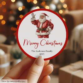 Pegatina Redonda Modern Santa Claus Holiday Label Sticker Design