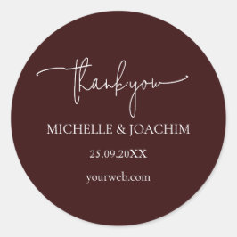 Pegatina Redonda Modern Script Burgundy Mauve