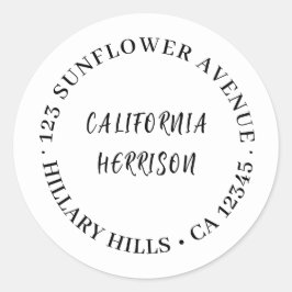 Pegatina Redonda Modern Script Minimalist White Design