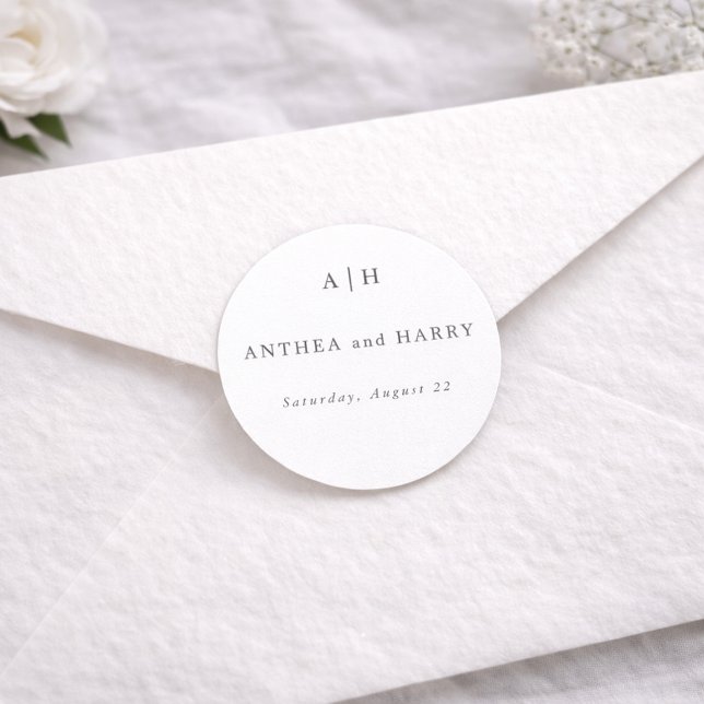 Pegatina Redonda Modern Serif Monogram Round Envelope Seal Sticker (Subido por el creador)