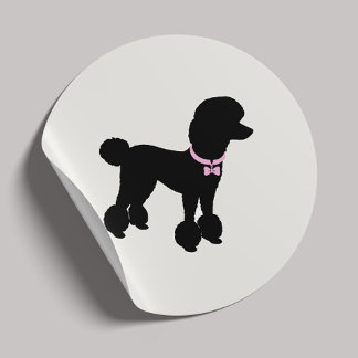 Pegatina Redonda Modern Silhouette Dog Grooming Classic Round