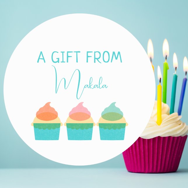 Pegatina Redonda Modern Simple Cute Trendy Personalized Gift From (Subido por el creador)