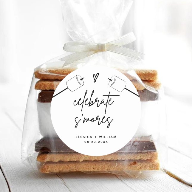 Pegatina Redonda Modern S'mores Wedding Party Favor Kit (Subido por el creador)