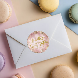 Pegatina Redonda Modern sweet 16 pink and gold balloons