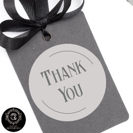 Pegatina Redonda Modern Taupe Gray Thank You Business Branding