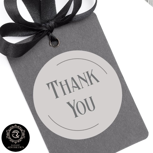 Pegatina Redonda Modern Taupe Gray Thank You Business Branding (Modern Taupe Gray Thank You Business Branding Classic Round Sticker)