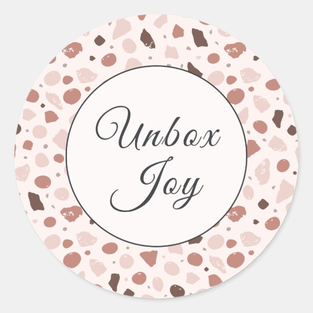 Pegatina Redonda Modern Terrazzo | Trendy "Unbox Joy" (Anverso)