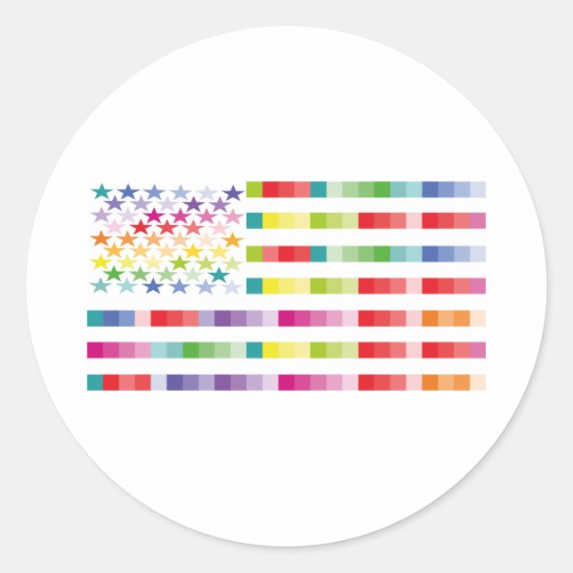 PEGATINA REDONDA MODERN VERSION MULTICOLOR USA/EEUU FLAG MASANSER (Anverso)