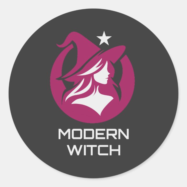 Pegatina Redonda Modern Witch Pagan Magic (Anverso)