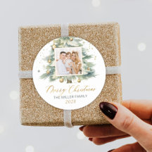 Moderna acuarela Gold Script Árbol de Navidad