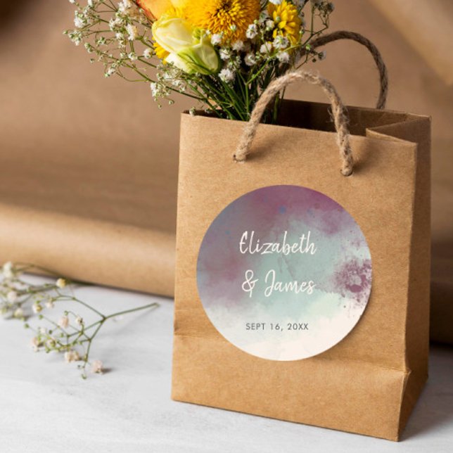 Pegatina Redonda Moderna acuarela Jewel Tones Boho Boda (Subido por el creador)