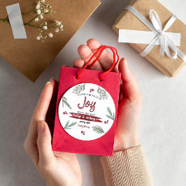 Pegatina Redonda Moderna acuarela "Joy" Candy Cane Baby Shower