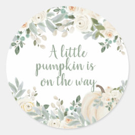 Pegatina Redonda Moderna acuarela Pequeña Calabaza Baby Shower