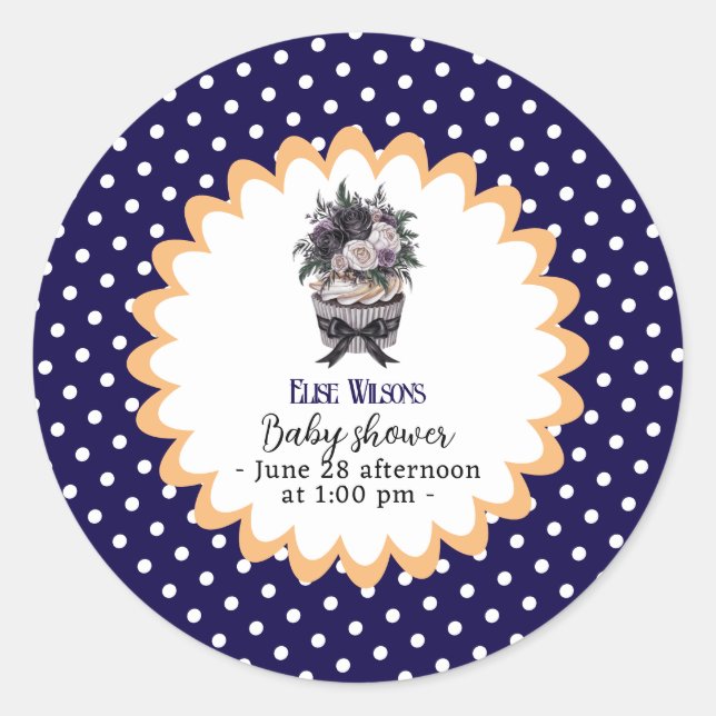 Pegatina Redonda Moderna acuarela quequitos de bebé ducha6 (Anverso)