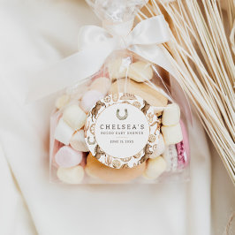 Pegatina Redonda Moderna Baby Shower de color de rodeo occidental