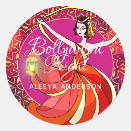 Pegatina Redonda Moderna bailarina de Fiesta de Bollywood astutamen